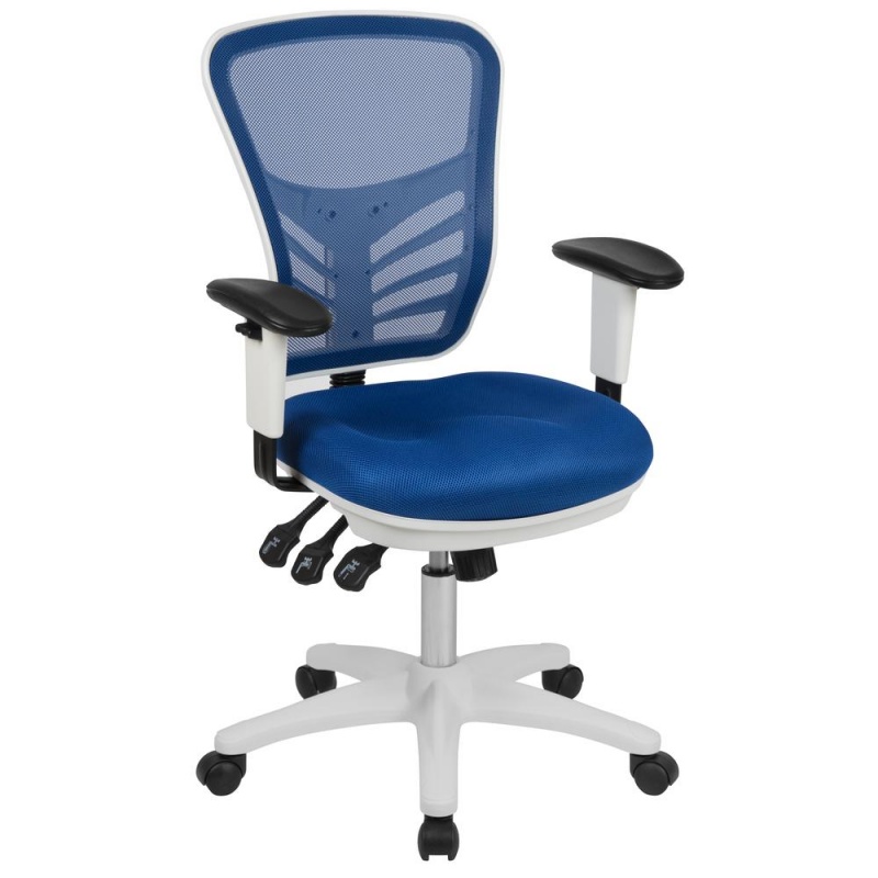 Mid-Back Blue Mesh Multifunction Executive Swivel Office Chair