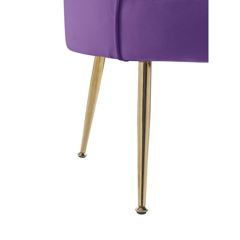 Angelina Purple Velvet Scalloped Back Barrel Accent Chair With Metal Legs
