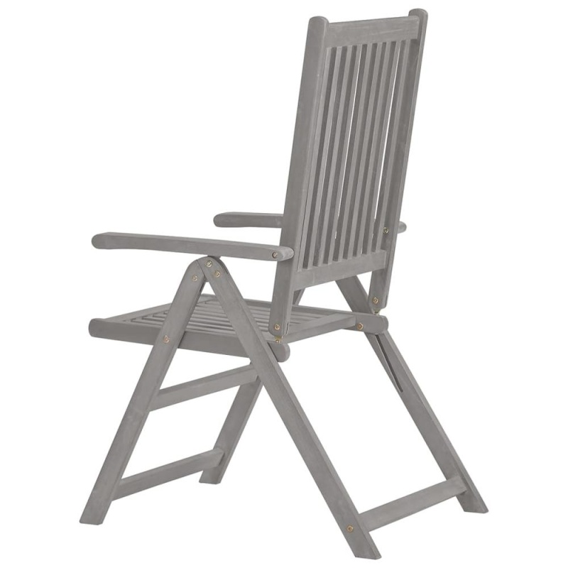 Vidaxl Garden Reclining Chairs 2 Pcs Gray Solid Acacia Wood