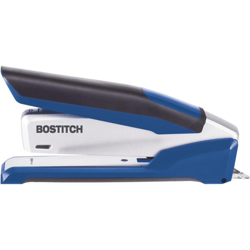 Bostitch Inpower Spring-Powered Antimicrobial Desktop Stapler - 28 Sheets Capacity - 210 Staple Capacity - Full Strip - 1/4" Staple Size - 1 Each - Blue, Silver