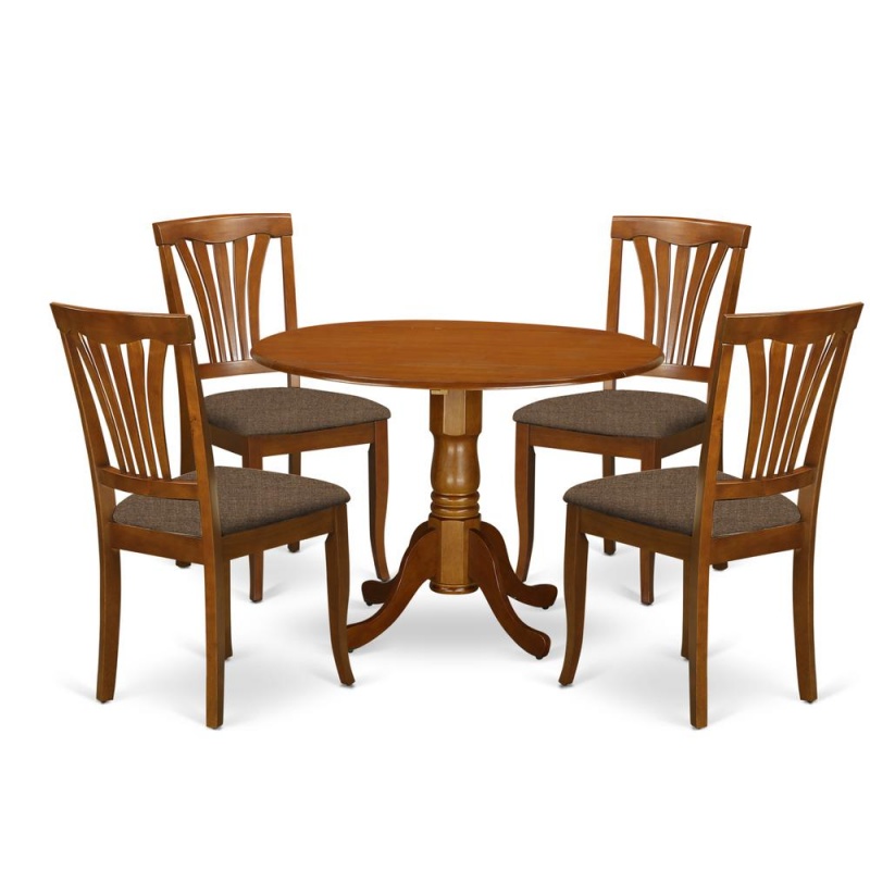 5 Pc Small Kitchen Table Set-Round Table And 4 Kitchen Dining Chairs