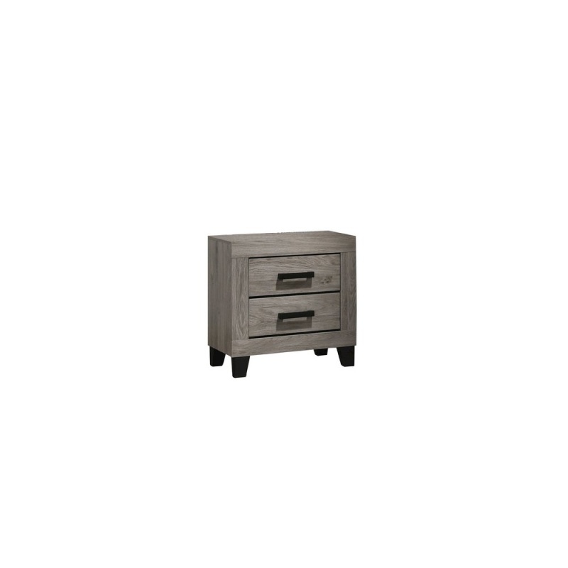 Light Grey 2-Drawer Bedroom Nightstand