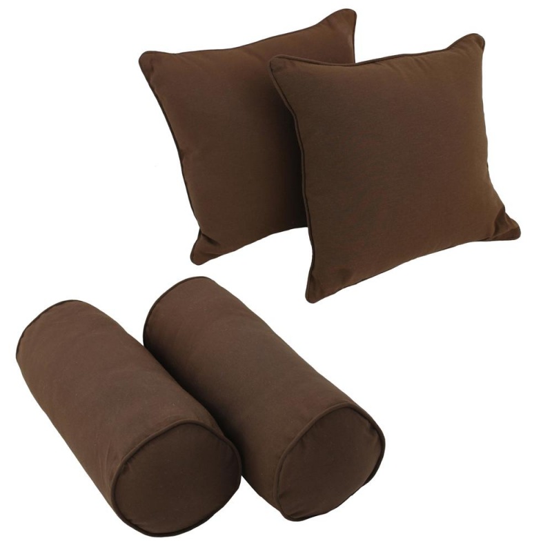 Double-Corded Solid Twill Throw Pillows With Inserts (Set of 4) Chocolate