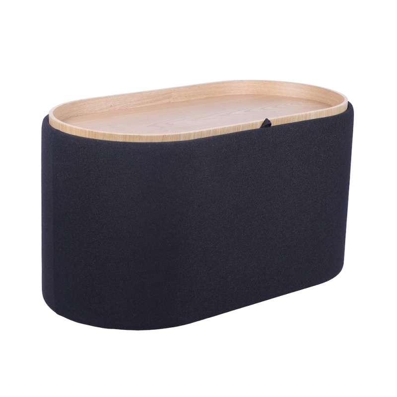 Storage Ottoman With Reversible Wooden Tray Top, Black