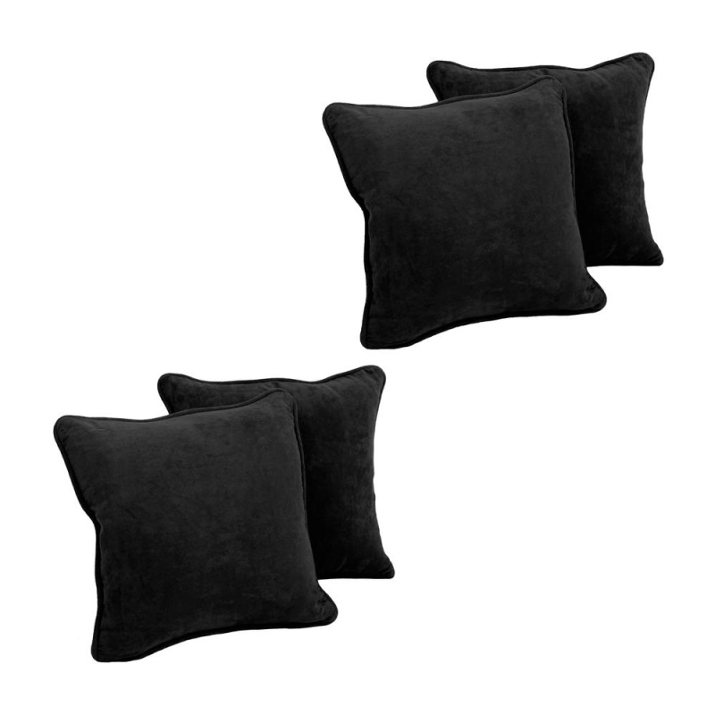 18-Inch Double-Corded Solid Microsuede Square Throw Pillows With Inserts (Set of 4)