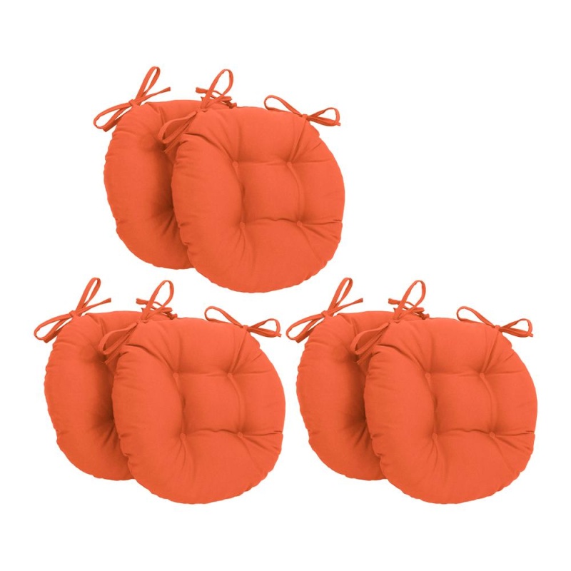 16-Inch Solid Twill Round Tufted Chair Cushions (Set of 6)