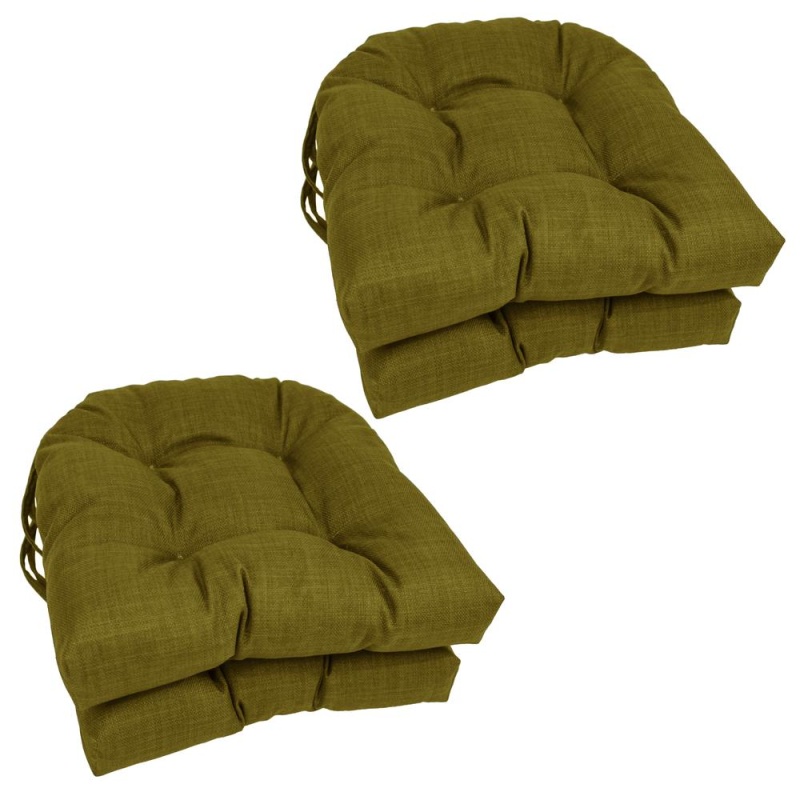 16-Inch Spun Polyester Solid Outdoor U-Shaped Tufted Chair Cushion