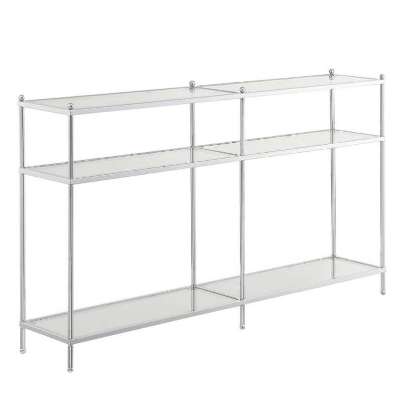 Royal Crest 54 Inch Console Table, Clear Glass/Chrome
