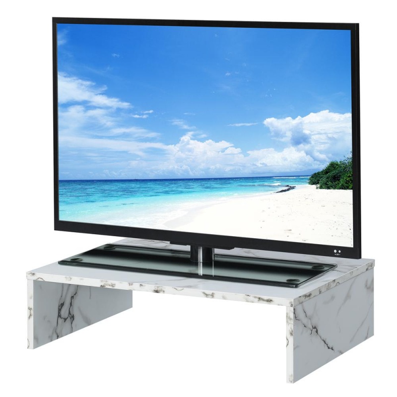 Designs2go Small Tv/Monitor Riser For Tvs Up To 26 Inches White Faux Marble