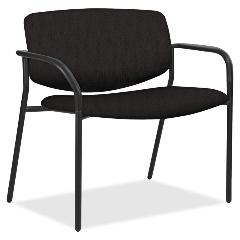 Lorell Bariatric Guest Chairs With Vinyl Seat & Back - Black Foam, Vinyl Seat - Black Foam, Vinyl Back - Powder Coated, Black Tubular Steel Frame - Four-Legged Base - Armrest - 1 Each