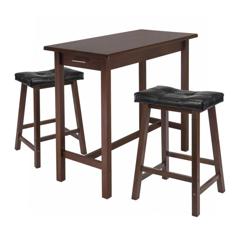 Sally 3-Pc Breakfast Table Set With 2 Cushion Saddle Seat Stools