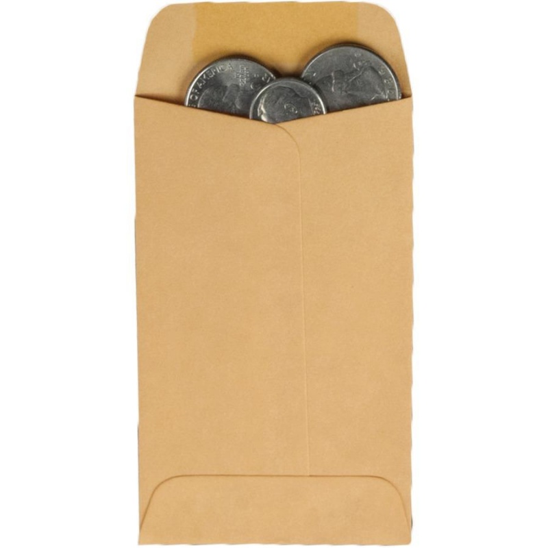 Quality Park No. 3 Coin And Small Parts Envelope With Gummed Flap - Coin - #3 - 2 1/2" Width X 4 1/4" Length - 28 Lb - Gummed - Kraft - 500 / Box - Kraft