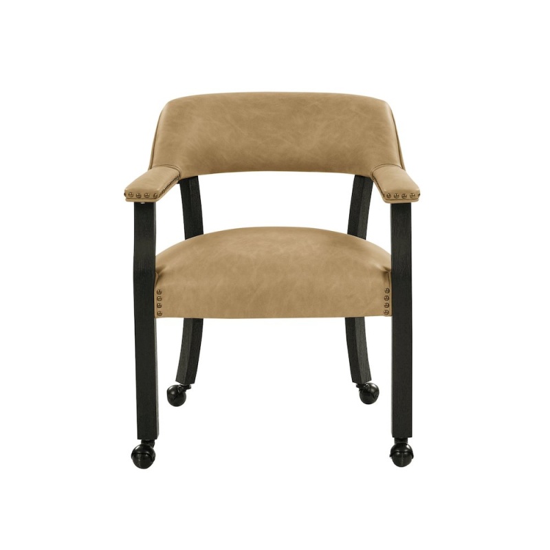 Rylie Captain’s Chair, Black Finish with Sand Vegan Leather
