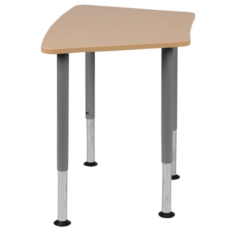Triangular Natural Collaborative Student Desk (Adjustable From 22.3" To 34") - Home And Classroom