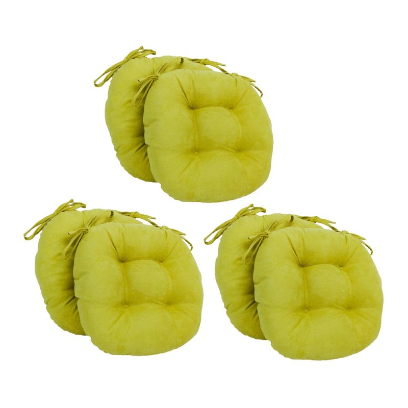 16-Inch Solid Microsuede Round Tufted Chair Cushions (Set Of 6) 916X16rd-T-6Ch-Ms-Ml
