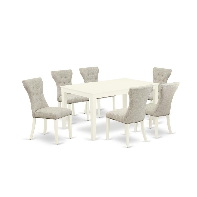 Dining Room Set Linen White, Caga7-Lwh-35