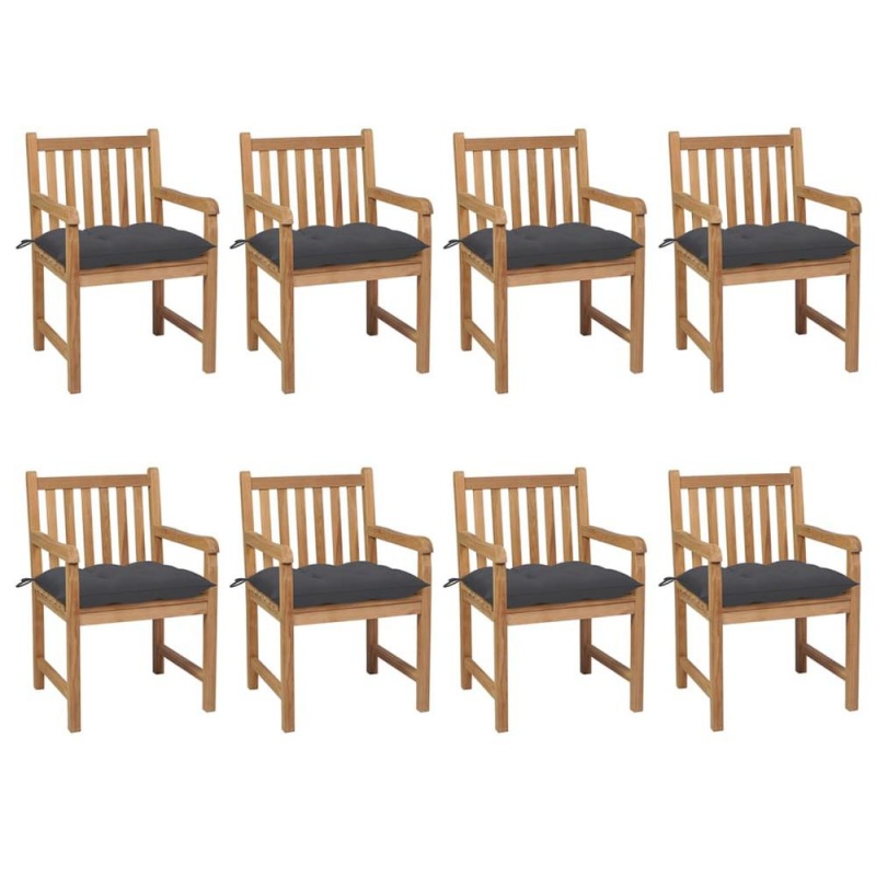 Vidaxl Garden Chairs 8 Pcs With Anthracite Cushions Solid Teak Wood 3073
