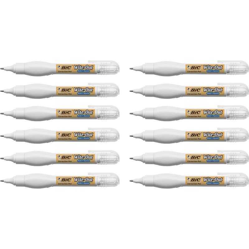 Wite-Out Shake 'N Squeeze Correction Pen - Pen Applicator - 8 Ml - White - Fast-Drying - 12 / Box