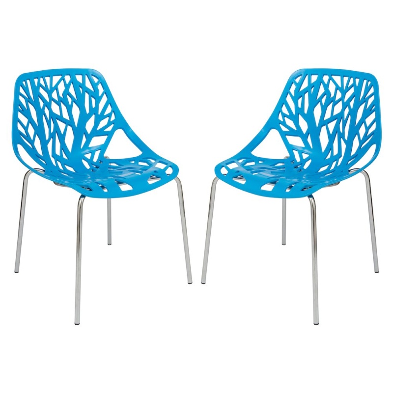 Modern Asbury Dining Chair W/ Chromed Legs, Set Of 2