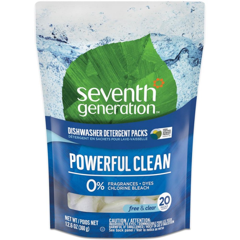 Seventh Generation Dishwasher Detergent - Free & Clear Scent - 240 / Carton - White