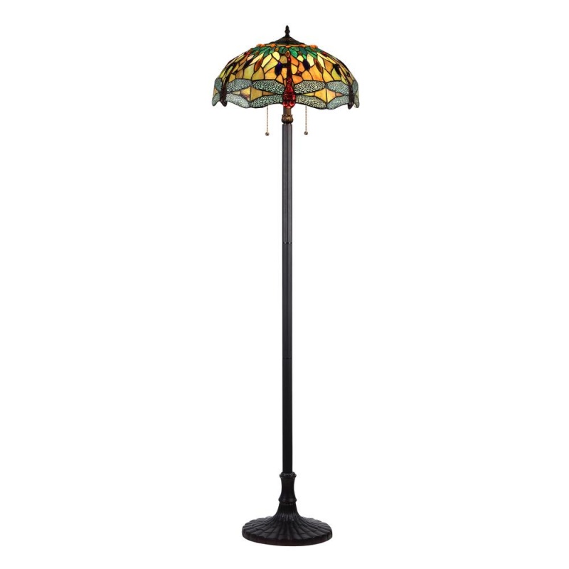 Empress Tiffany-Style 2 Light Dragonfly Floor Lamp 18" Shade