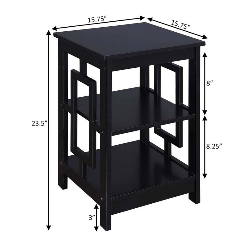 Town Square End Table With Shelves, Black