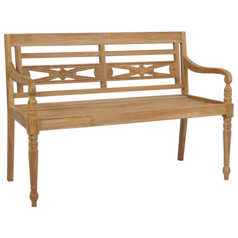 Vidaxl Batavia Bench With Red Cushion 47.2" Solid Teak Wood 2160