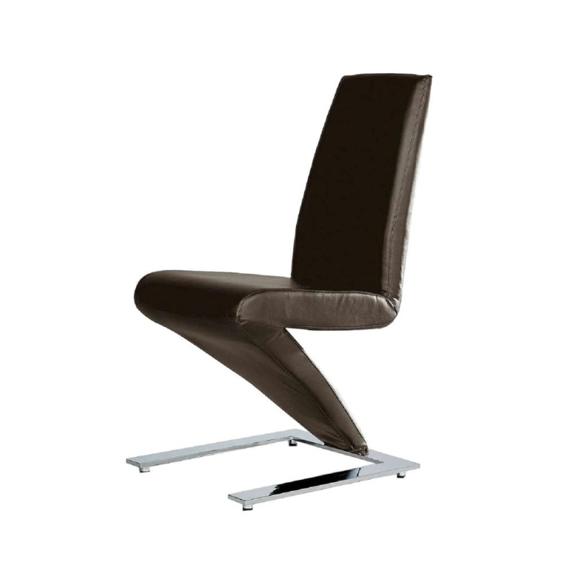 High Back "Z"d Chair,Dark Brown Pu, Set Of 2