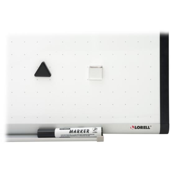 Lorell Magnetic Dry-Erase Grid Lines Marker Board - 48" (4 Ft) Width X 36" (3 Ft) Height - Porcelain Surface - Silver, Ebony Frame - Magnetic - Grid Pattern - 1 Each
