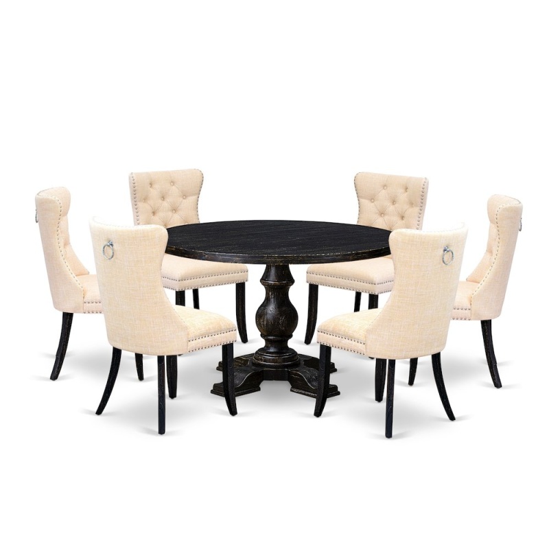 7-Piece Dinette with Modern Table and 6 Dining Chairs
