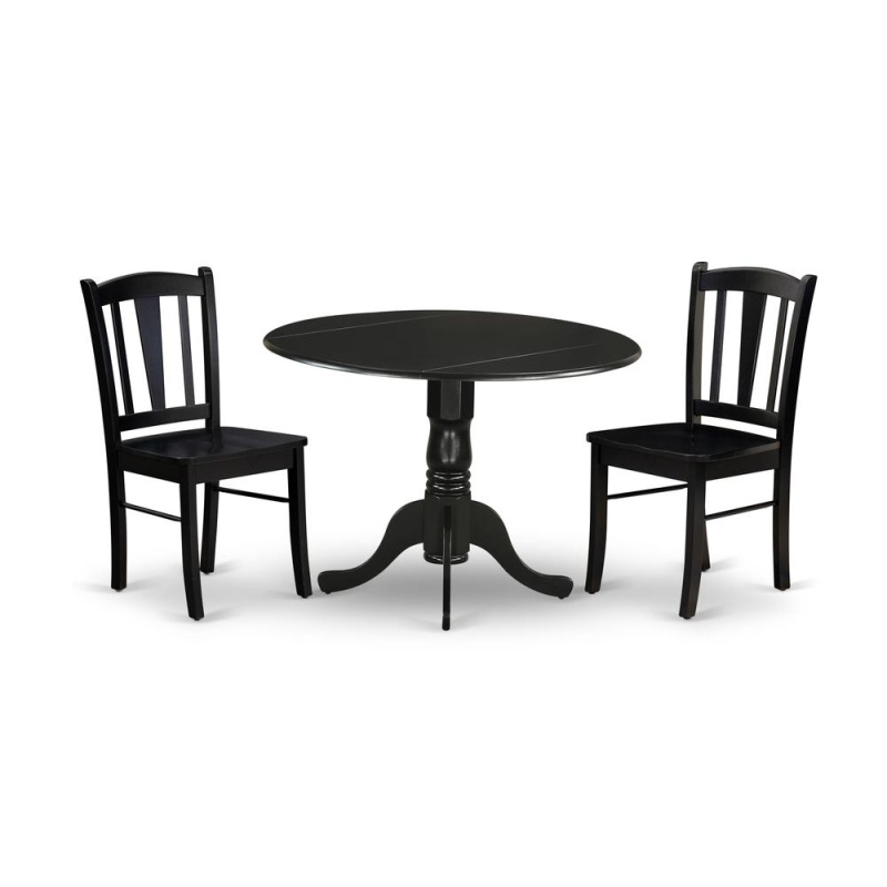 3-Piece Dining Table Set with 2 Wood Chairs