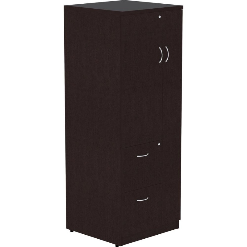 Lorell Essentials Laminate Tall Storage Cabinet - 2-Drawer - 23.6" X 23.6" X 65.6" Cabinet - 2 X File Drawer(S) - 1 Door(S) - 2 Shelve(S) - Material: Laminate, Medium Density Fiberboard (Mdf), Particl