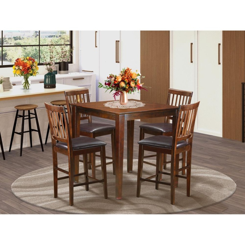5-Piece Counter-Height Square Gathering Table Set with 4 Stools