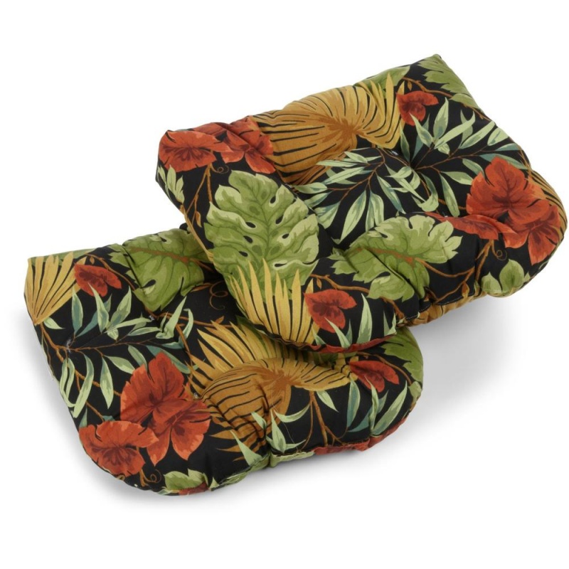19-Inch U-Shaped Outdoor Spun Polyester Tufted Dining Chair Cushion (Set Of 2)