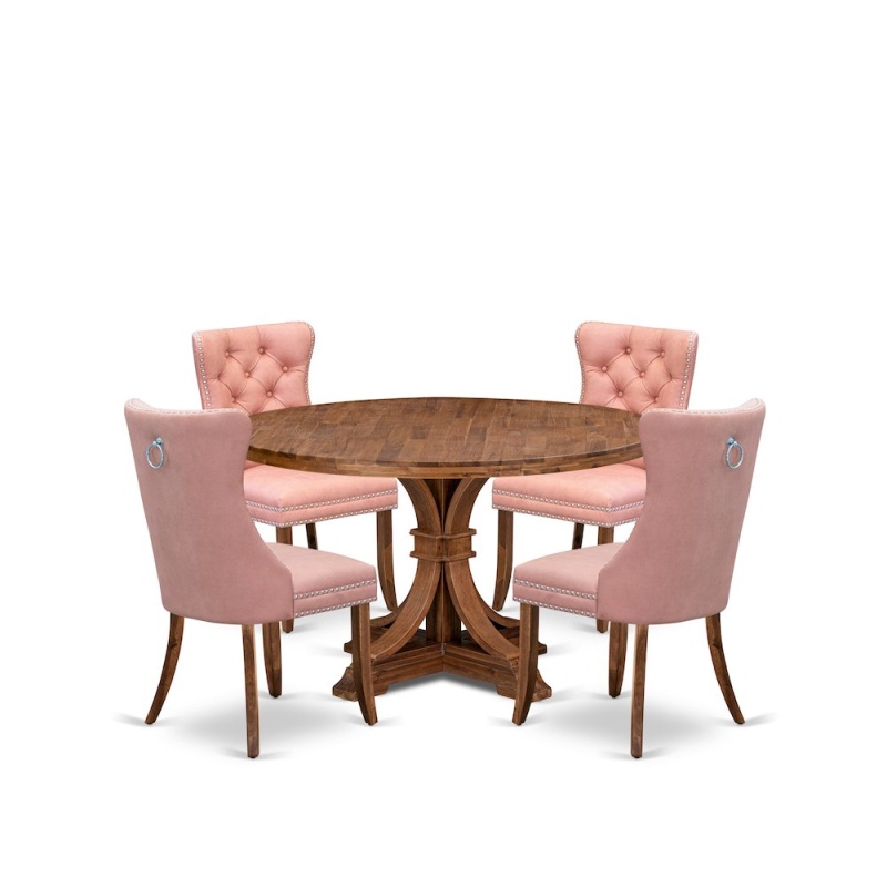 5-Pc Dining Room Table Set with 4 Parson Chairs