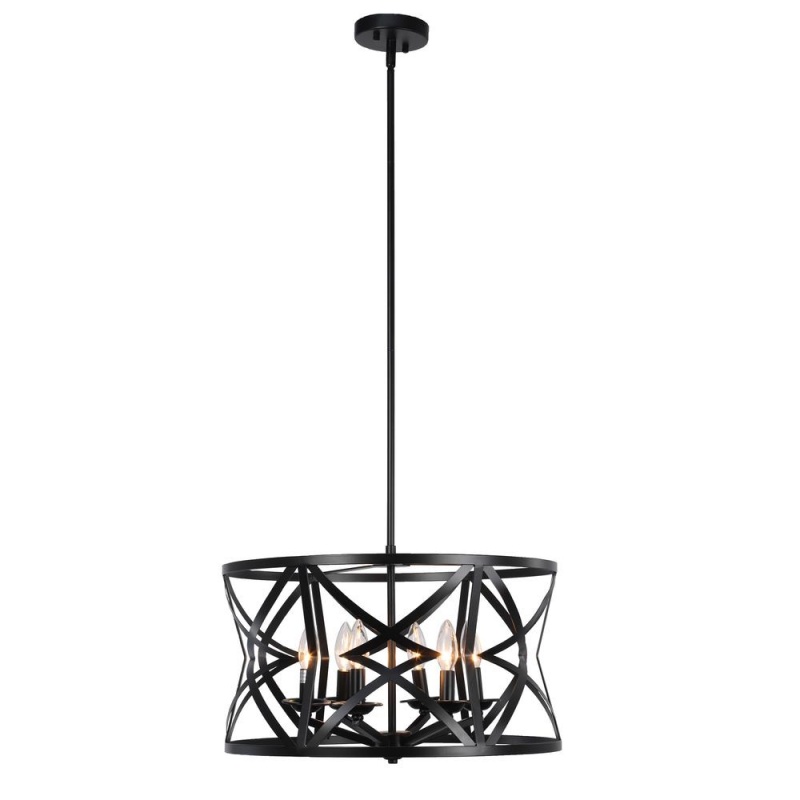 Chloe Lighting Alina Farmhouse 5 Light Matt Black Finish Ceiling Pendant 21" Wide