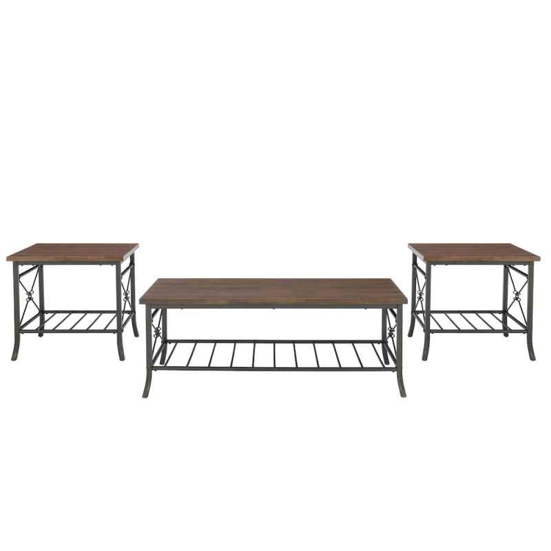 Verson 3Pc Metal Occasional Table Brown