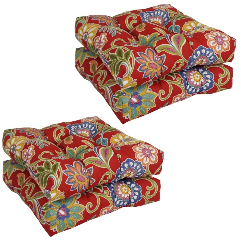 19-Inch Squared Patterned Tufted Dining Chair Cushions (Set of 4)