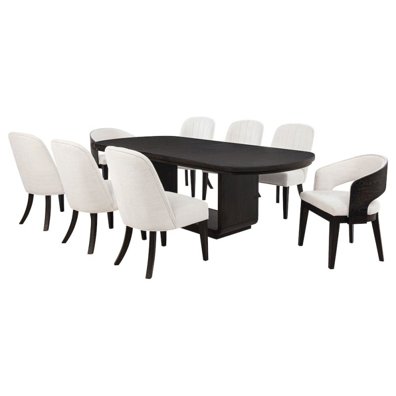 Leandro 7-Piece Rectangular Dining Table Set Burnished Black