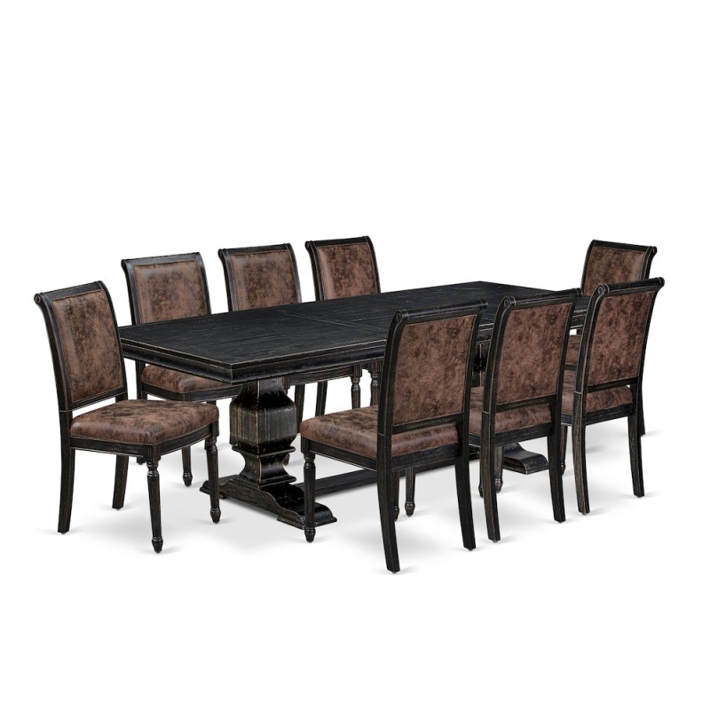 9 Piece Modern Dining Table Set with 8 Chairs