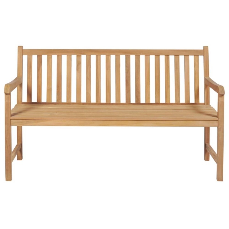 Vidaxl Garden Bench With Taupe Cushion 59.1" Solid Teak Wood 2726
