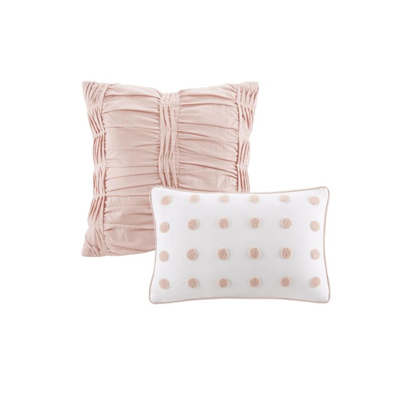 Cotton Jacquard Comforter Set With Euro Shams And Throw Pillows