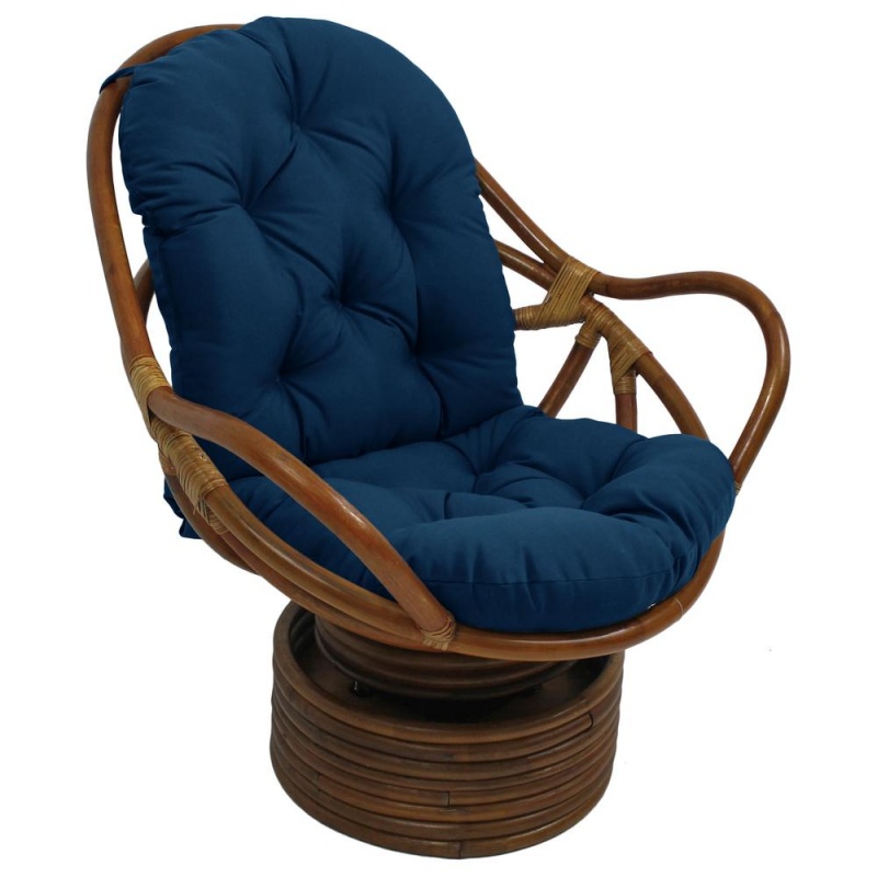 Rattan Swivel Rocker With Outdoor Fabric Cushion, Azul