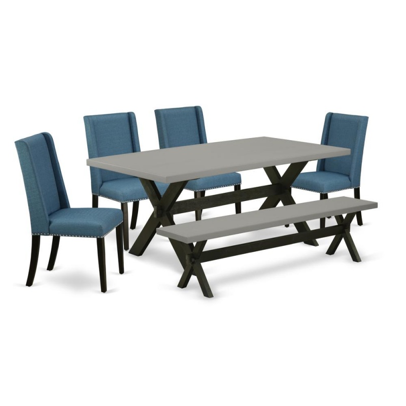 6-Piece Dinette Set with 4 Parson Dining Chairs