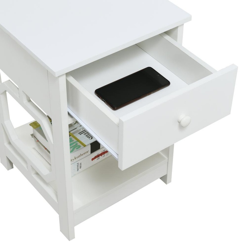 Omega 1 Drawer End Table White