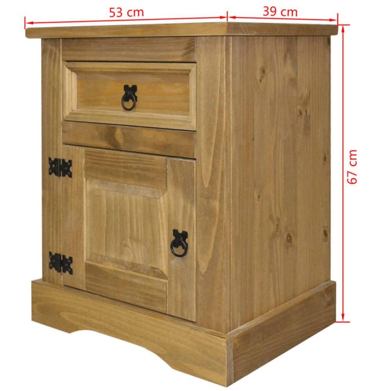 Vidaxl Bedside Cabinet Mexican Pine Corona Range 20.9"X15.4"X26.4"