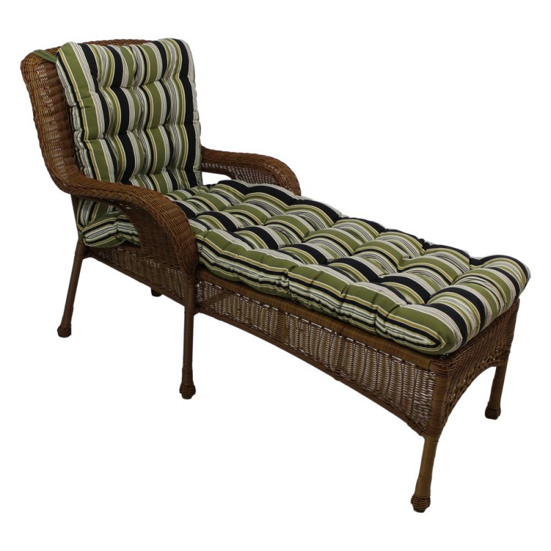 74-Inch By 19-Inch Squarded Outdoor Spun Polyester Tufted Chaise Lounge Cushion