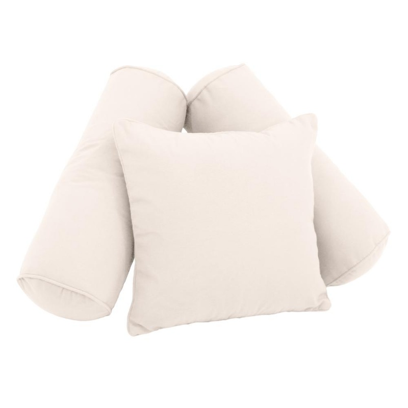Double-Corded Solid Twill Throw Pillows With Inserts (Set Of 3) - Natural