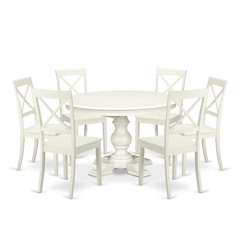 9-Piece Dining Room Table, Linen White