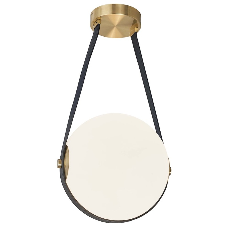 15W Pendant Aged Brass With White Opal Glass